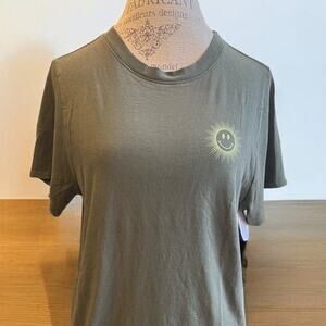 SPIRITUAL GANGSTER Women's Smiley Don't Over Think It T-Shirt - L - NWT